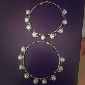 Brand new pearl hoop earrings